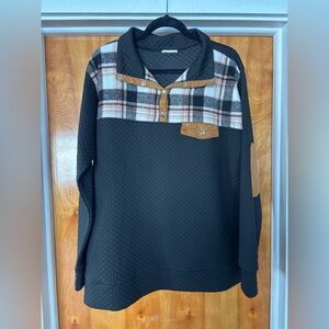 Kori Black and Brown Plaid Women's Sweater